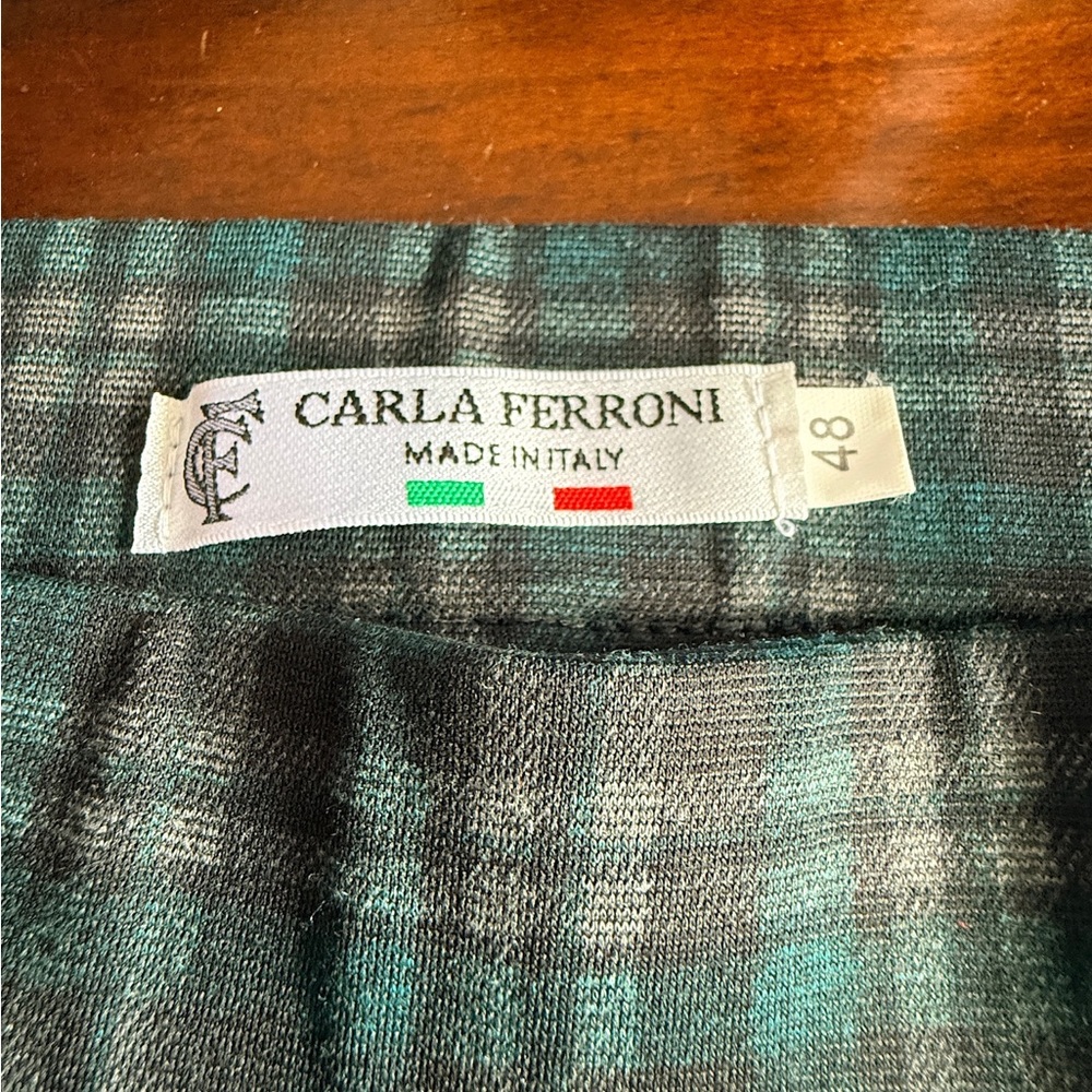 Carla Ferroni made in Italy plaid dark colors designer pants office work 48 12us